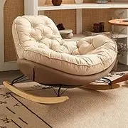 AUPRES Living Room Rocking Chairs Upholstered Glider Rocker Glider Chair Oversized Cushion Padded Seat for Living Room Bedroom(Brown)