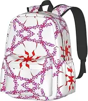 [vacsAX] Turning the octagonal flower School Backpack Rucksack Large Capacity Back Pack with Front Pocket Lightweight School Bags
