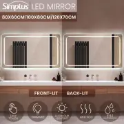 Simplus LED Wall Rectangular Mirror Anti-fog Bathroom Mirrors Large Makeup Light