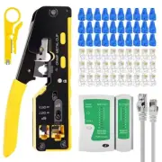 Ethernet Crimp Tool Kit - Cat5/6 Crimping Repair Kit with 30 RJ45 Connectors,...