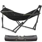 Premium Black Hammock with Stand Portable Durable 550lbs Capacity 30 Seconds ...
