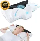 Cervical Neck Pillow Memory Foam Orthopedic for Side Back Stomach Sleepers Black