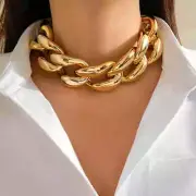 Women's Chunky Gold/silver Miami Curb Cuban Choker Big Chain Statement Necklace