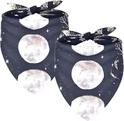 2 Pack Owner and Dog Bandana Set, Pet's Mom/Dad Bandana or Scarf Set, Family Matching Bandanas, Celestial Moon Phase Moonlit Plants Flowers Garden Owl Mushroom Crystal Ore
