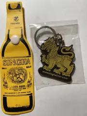 SINGHA Thai Beer Key Ring & Vinyl Snap-On SINGHA Lager Beer Luggage Tag