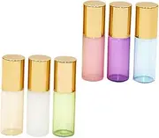 EPIGEIST 6Pcs Portable Glass Essential Oil Bottles Subpackaging Roll Containers White Blue Pink and Purple for Travel and DIY Formulations