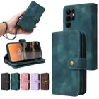 For Samsung Galaxy S22 Ultra S21 FE A53 A52 Leather Lanyard Card Slot Case Cover