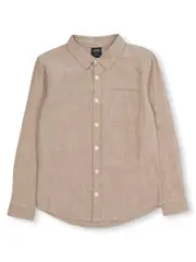 Youth Boys Linen Blend Shirt 16 MOCHA MERINGUE (SOLID)