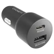Cygnett 20W Dual Port Car Charger with 20W USB-C PD + 20W QC 3.0 CY3637CYCCH