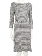 Black & White Silk Striped Pattern Dress