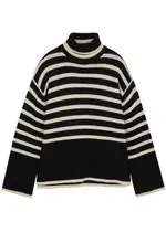 Totême Striped Roll-neck Wool-blend Jumper - Black - M M