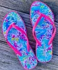 Lilly Pulitzer NWT Pool Flip Flops Postcards From Positano Size 9/10