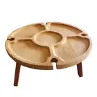 Wooden Folding Picnic Table with Wine Glass Holder - Portable Wine Glass6520