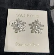 NWT Talbots Sterling Silver Snowflake Pierced Earrings