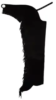 New! Black SUEDE LEATHER CHAPS w/ Fringe down leg Concho Size XS S M L XL XXL