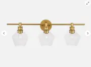 Elegant Lighting LD2316 Gene 3 Light 28"W Bathroom Vanity Light - Brass