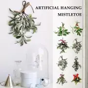 Mistletoe Sprig Stem Bunch Christmas Hanging Ornament Decoration Glitter FroNew~