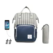Large Capacity Baby Bag Diaper Bag Maternity Bag Mommy Bag Nappy Bag Stroller Bag with USB Charging Port,Navy Grey