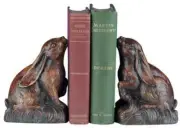 Bookends Bookend TRADITIONAL Lodge Sitting Rabbit Resin Hand-Painted Hand-Cast