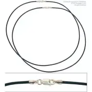 2 Black Leather Cord Necklaces Silver Clasp 18" 1.5mm