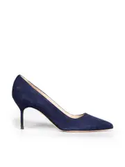 Navy Suede Pointed-Toe Pumps