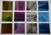 3123, 3328, 3100, 3086 12 PIECE 1" x 1" STREAKY SAMPLER BULLSEYE GLASS 90 COE