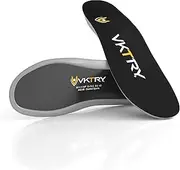 VKTRY Silver Performance Insoles–Carbon Fiber Shock Absorbing Inserts, Non-Cleated Shoes–Improve Explosiveness, Protect Against Injury, Optimize Energy Return, Silver, US Men: 6-6.5, Women 8-8.5