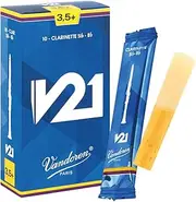 Vandoren CR8035+ V21 Bb Flat Clarinet Reeds Box of 10, Strength 3.5+