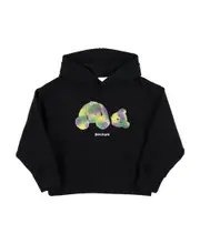 Palm Angels Kids Bear Logo-Printed Drop Shoulder Hoodie 8Y,12,10Y Black