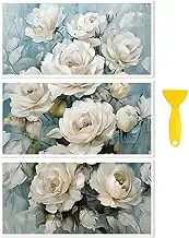 Rub on Transfer Decal Sticker for Furniture Craft Decor 6"x12" Vintage White Rose, 3Pcs Waterproof UV DTF Transfer for Drawer Dresser Glass Porcelain Wood Plastic
