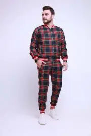 The Gentlemen Plaid Checkered Red and Blue Tracksuit Set