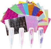 Labymos 16PCS Leaf Pattern Nail Stickers Nail Art Decals Nail Stencil for Nails Mani Tape Adhesive Foils