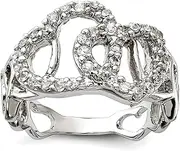 [JewelryWeb] 925 Sterling Silver Polished CZ Simulated Diamond Love Heart Ring Size 6 Statement-Ring for Women