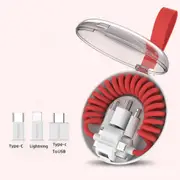3 in 1 USB telescopic spring data cable can store charging cable