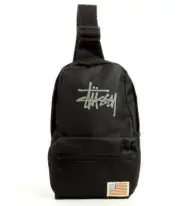 New Black Mens Vintage Style Stussy Bag Cross Body Fastening Sling Bag