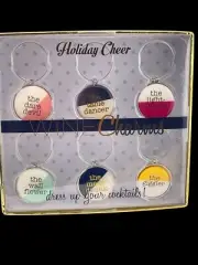 Wine Drinking Glass Charms Holiday Cheer Set of 6 Funny Party Hostess Gift