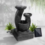 Solar Power Fountain Three Tier Water Feature w/ LED Light Indoor Outdoor Decor