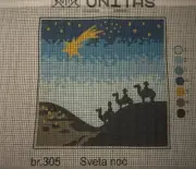 Printed needlepoint Tapestry With Floss Needle Unitas 3 Kings 4.5x4.5”