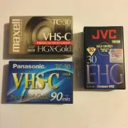 Lot Of 3 VHS-C Blank Camcorder Tapes New Sealed TC-30 Set Panasonic Maxell JVC
