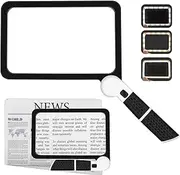 VOCA 5X Magnifying Glass with Light, Large Rectangle Reading Magnifier with 48 LEDs for Seniors with Macular Degeneration, Foldable Design, Newspaper, Books, Small Print, for Low Visions