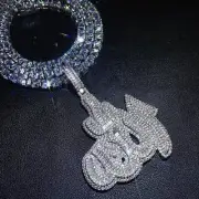 3.75Ct Round Cut Natural Moissanite Men's Allah Pendant 14k White Gold Plated