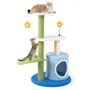 Costway 4-Tier Cat Tree Tower Sisal Scratching Post Cat Activity Center Entertainment Furniture
