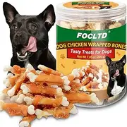 Natural Dog Treats, Dog Chicken Wrapped Treats, Dog Training Treats for Teeth Cleaning and Fresh Breath, Dog Chew Bones for Puppy and Small Dogs, 7.05 oz (200 g)