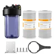 10 Inch Big Blue Clear Whole House Water Filter Housing &2pcs CTO Carbon System