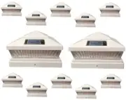 Solar Post Cap Light 12 Pcs 4x4 Solar White Color Square 5 LED Bulbs Fence Light