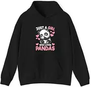 [X.Style] Just A Girl Who Loves Pandas Cute Panda Girls Kids Toddlers ds025 Hoodie Black L