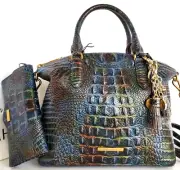 Brahmin Duxbury Satchel Multi Westfield Leather Bag+Trifold Wallet+Tassels NWT