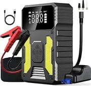 4000A Car Battery Jump Starter with Air Compressor, Portable Jump Starter Power Back (All Gas/8.0L Diesel), 12V Car Battery Charger with Tire Inflator, Storage Case, Built-in Air Hose