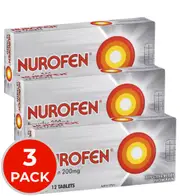 3 x Nurofen PK12 x 200mg Tablets (36 Tablets) Targeted Relief from Pain
