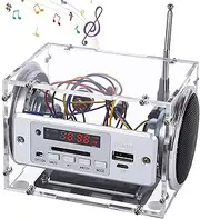 ICStation DIY Bluetooth-Compatible Speaker Kit, FM Radio DIY Electronic Project Kit Outdoor Rechargeable Remote Control Soldering Project Kit Support USB SD Card AUX Input for Soldering Practice